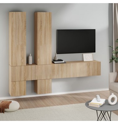  Sieninė televizoriaus spintelė, ąžuolo, apdirbta mediena - TV spintelės - 1