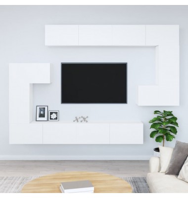  Sieninė televizoriaus spintelė, balta, apdirbta mediena - TV spintelės - 1