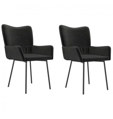  Valgomojo kėdės, 2vnt., juodos spalvos, aksomas - Valgomojo Kėdės - 2