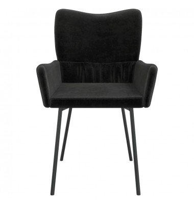  Valgomojo kėdės, 2vnt., juodos spalvos, aksomas - Valgomojo Kėdės - 5