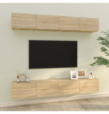  Sieninės televizoriaus spintelės, 4vnt., ąžuolo, 100x30x30cm - TV spintelės - 1