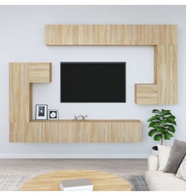  Sieninė televizoriaus spintelė, ąžuolo, apdirbta mediena - TV spintelės - 1