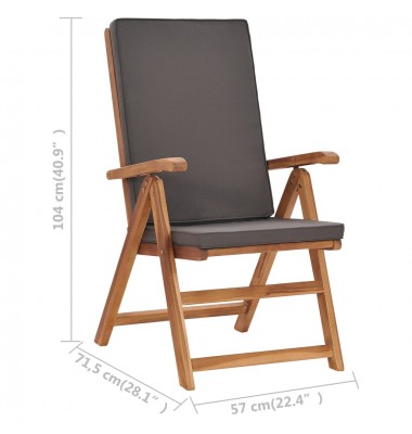  Atlošiamos sodo kėdės su pagalvėmis, 2vnt., pilkos, tikmedis - Lauko kėdės - 8