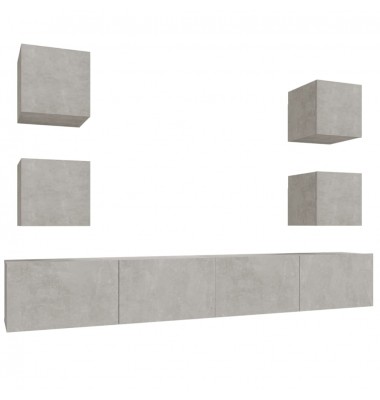  TV spintelių komplektas, 6 dalių, betono pilkas, mediena - TV spintelės - 2