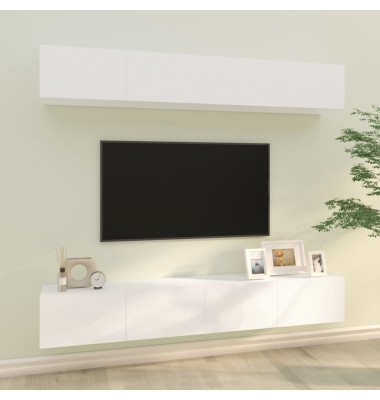  Sieninės televizoriaus spintelės, 4vnt., baltos, 100x30x30cm - TV spintelės - 1