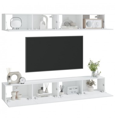  Sieninės televizoriaus spintelės, 4vnt., baltos, 100x30x30cm - TV spintelės - 3
