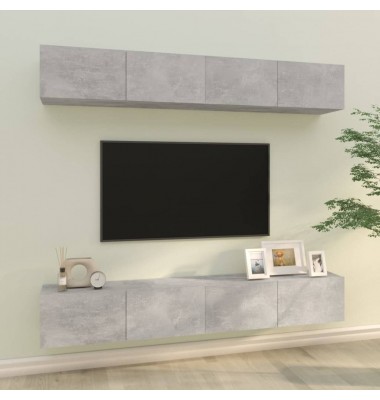  Sieninės TV spintelės, 4vnt., betono pilkos, 100x30x30cm - TV spintelės - 1