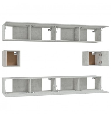  TV spintelių komplektas, 6 dalių, betono pilkas, mediena - TV spintelės - 5