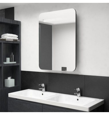  Veidrodinė vonios spintelė su LED apšvietimu, juoda, 60x11x80cm - Vonios spintelės, veidrodžiai - 1