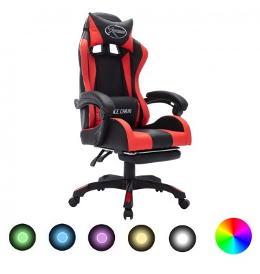  Žaidimų kėdė su LED lemputėmis, raudona ir juoda, dirbtinė oda - Biuro kėdės - 1