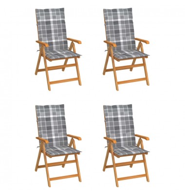 Sodo kėdės su languotomis pagalvėlėmis, 4vnt., tikmedis - Lauko kėdės - 1