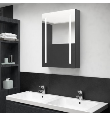  Veidrodinė vonios spintelė su LED apšvietimu, pilka, 50x13x70cm - Vonios spintelės, veidrodžiai - 1