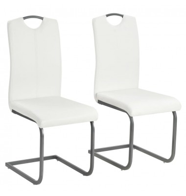  Gembinės valgomojo kėdės, 2 vnt., baltos, dirbtinė oda - Valgomojo Kėdės - 1
