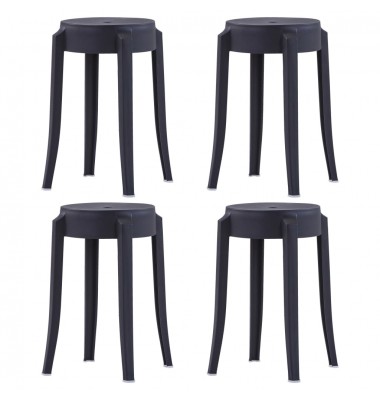  Viena ant kitos sudedamos taburetės, 4vnt., juodos, plastikas - Baro kėdės - 1
