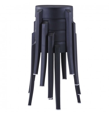  Viena ant kitos sudedamos taburetės, 4vnt., juodos, plastikas - Baro kėdės - 2