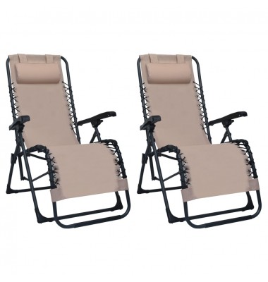 Sulankstomos terasos kėdės, 2vnt., taupe spalvos, tekstilenas - Gultai, šezlongai