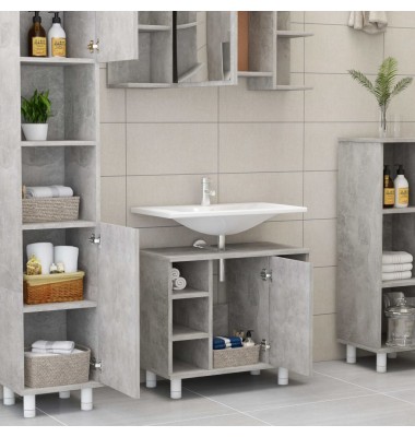 Vonios kambario spintelė, betono pilka, 60x32x53,5cm, MDP - Vonios spintelės, veidrodžiai - 3
