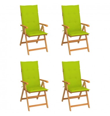  Sodo kėdės su šviesiai žaliomis pagalvėlėmis, 4vnt., tikmedis - Lauko kėdės - 1