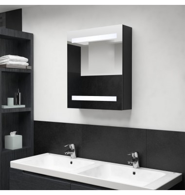  Veidrodinė vonios spintelė su LED apšvietimu, juoda, 50x14x60cm - Vonios spintelės, veidrodžiai - 1