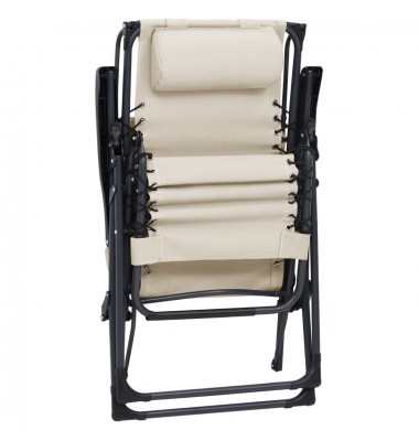 Sulankstoma terasos kėdė, kreminės spalvos, tekstilenas - Gultai, šezlongai - 8