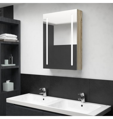 Veidrodinė vonios spintelė su LED, ąžuolo, 50x13x70cm - Vonios spintelės, veidrodžiai - 1