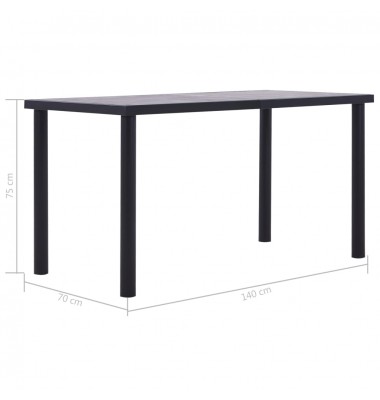  Valgomojo stalas, juodas ir betono pilkas, 140x70x75cm, MDF - Stalai - 5