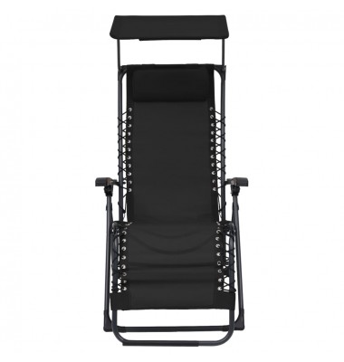 Sulankstomos terasos kėdės, 2 vnt., juoda, tekstilenas - Gultai, šezlongai - 3