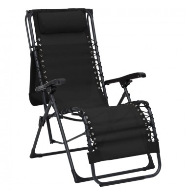 Sulankstomos terasos kėdės, 2 vnt., juoda, tekstilenas - Gultai, šezlongai - 5