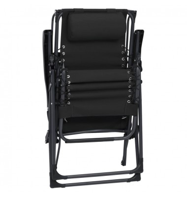 Sulankstomos terasos kėdės, 2 vnt., juoda, tekstilenas - Gultai, šezlongai - 7