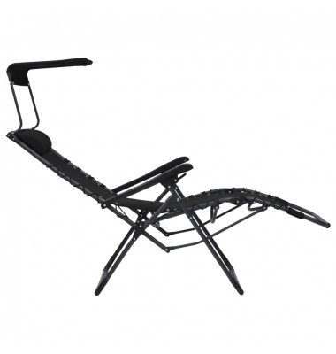 Sulankstomos terasos kėdės, 2 vnt., juoda, tekstilenas - Gultai, šezlongai - 8