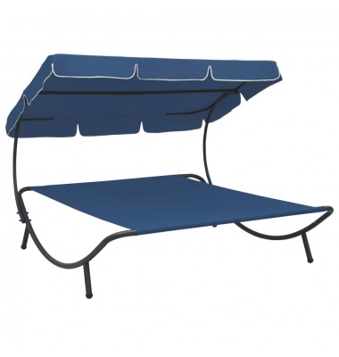  Lauko poilsio gultas su stogeliu, mėlynos spalvos - Gultai, šezlongai - 1