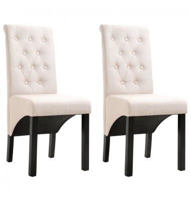  Valgomojo kėdės, 2 vnt., kreminės spalvos, audinys - Valgomojo Kėdės - 1