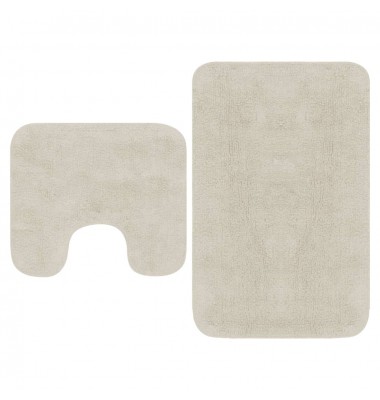  Vonios kilimėlių rinkinys, 2d., audinys, baltos spalvos - Vonios kilimėliai - 1