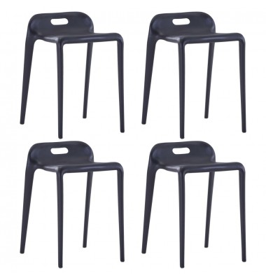  Viena ant kitos sudedamos taburetės, 4 vnt., juodos, plastikas - Baro kėdės - 1