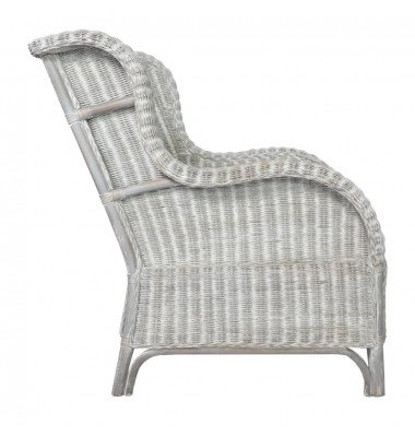  Krėslas su pagalvėle, pilkas, natūralus ratanas ir linas - Sofos, sofos-lovos - 3