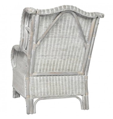  Krėslas su pagalvėle, pilkas, natūralus ratanas ir linas - Sofos, sofos-lovos - 4