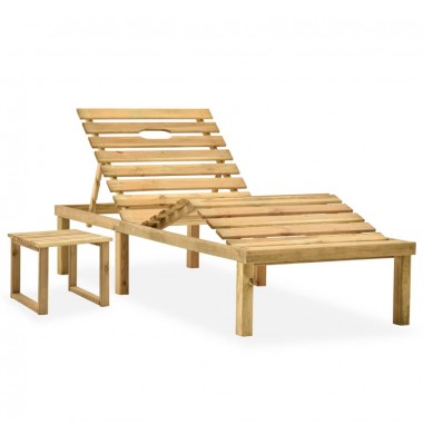  Sodo saulės gultas su staliuku, impregnuota pušies mediena - Gultai, šezlongai - 1
