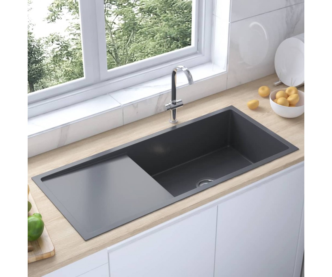 Virtuvės plautuvė, juoda, rankų darbo, nerūdijantis plienas - Virtuvinės plautuvės - 1 Virtuvės plautuvė, juoda, rankų darbo, nerūdijantis plienas - Virtuvinės plautuvės - 1