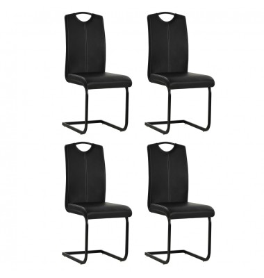  Gembinės valgomojo kėdės, 4 vnt., juodos, dirbtinė oda - Valgomojo Kėdės - 1