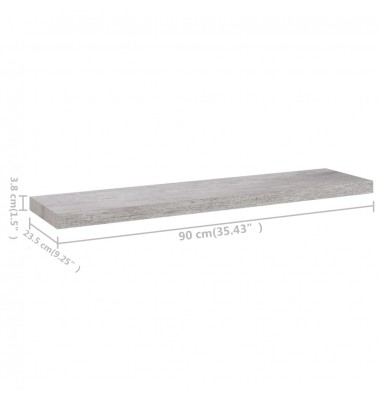  Pakabinamos lentynos, 2vnt., betono pilkos, 90x23,5x3,8cm, MDF - Pakabinamos lentynos, spintelės - 8