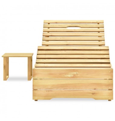  Saulės gultas su staliuku, žaliai impregnuota pušies mediena - Gultai, šezlongai - 2