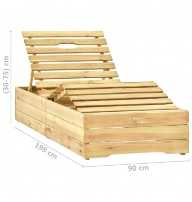  Saulės gultas su staliuku, žaliai impregnuota pušies mediena - Gultai, šezlongai - 10