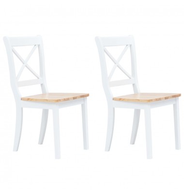  Valgomojo kėdė, 2vnt., balta ir šviesi, kaučiukmedis - Valgomojo Kėdės - 1