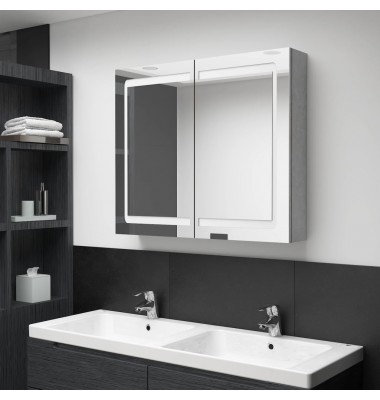  Veidrodinė vonios spintelė su LED, betono pilka, 80x12x68cm - Vonios spintelės, veidrodžiai - 1