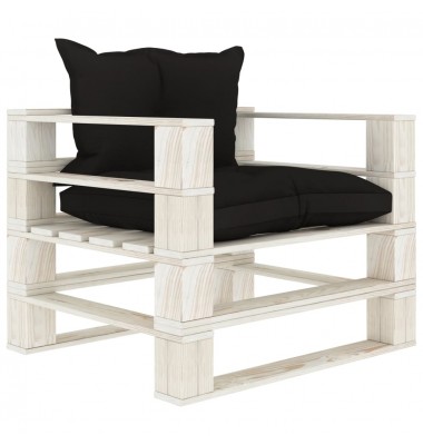  Sodo sofa iš palečių su juodos spalvos pagalvėmis, mediena - Lauko sofos, lovos - 1