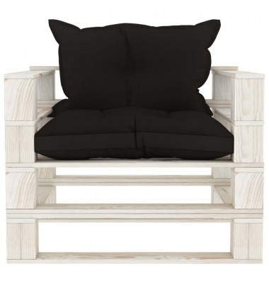  Sodo sofa iš palečių su juodos spalvos pagalvėmis, mediena - Lauko sofos, lovos - 2
