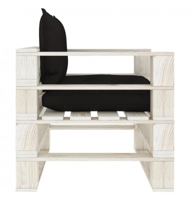  Sodo sofa iš palečių su juodos spalvos pagalvėmis, mediena - Lauko sofos, lovos - 3