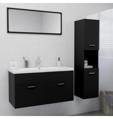  Vonios kambario baldų komplektas, juodos spalvos, MDP - Vonios baldų komplektai - 1