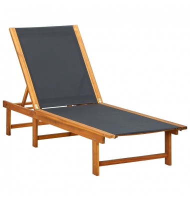  Saulės gultas, akacijos medienos masyvas ir tekstilenas - Gultai, šezlongai - 1