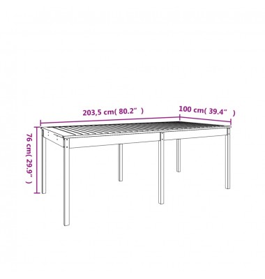  Sodo stalas, baltas, 203,5x100x76cm, pušies medienos masyvas - Lauko stalai, staliukai - 8